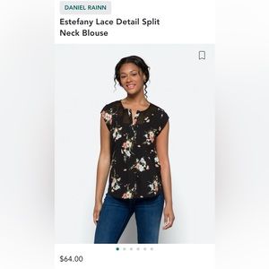 Daniel Rainn Estefany Lace Detail Split Neck Blouse